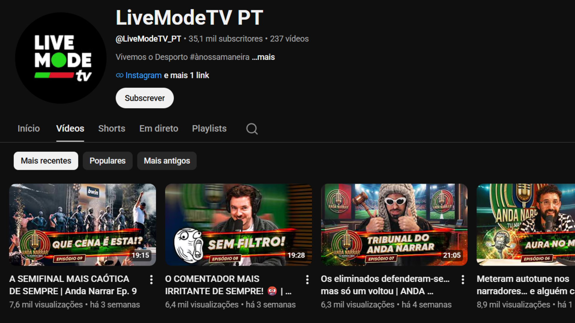 Cristiano Ronaldo está em LiveModeTV